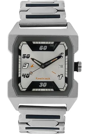 Fastrack Quartz Analog Silver Dial Stainless Steel Strap Watch for Guys