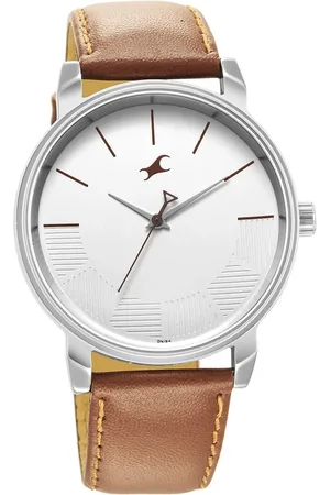 Fastrack Stunners Quartz Analog Silver Dial Leather Strap Watch for Guys