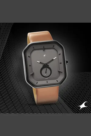 Fastrack After Dark Grey Dial Leather Strap Watch for Guys