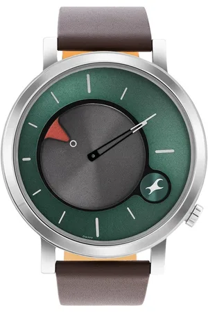 Fastrack MetaWe Quartz Analog Green Dial Leather Strap Watch For Guys