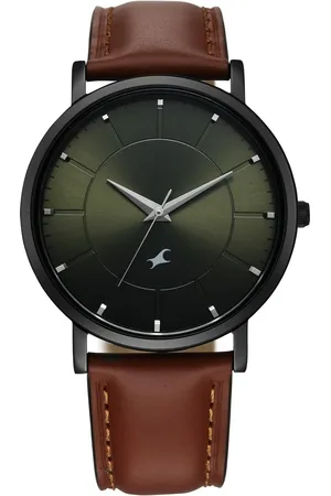 Fastrack Stunners X Quartz Analog Green Dial Leather Strap Watch For Guys