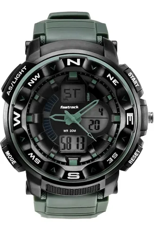 Fastrack AnaDigi Black Dial Green Colour Plastic Strap Unisex Watch