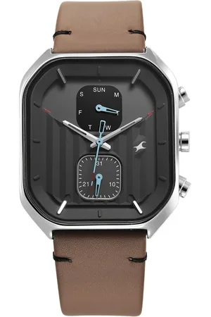 Fastrack Fleek Quartz Multifunction Grey Dial Leather Strap Watch For Guys