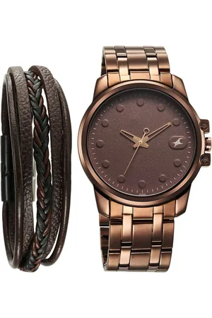 Fastrack Pulse Quartz Analog Brown Dial With Brown Stainless steel Strap Watch for Guys