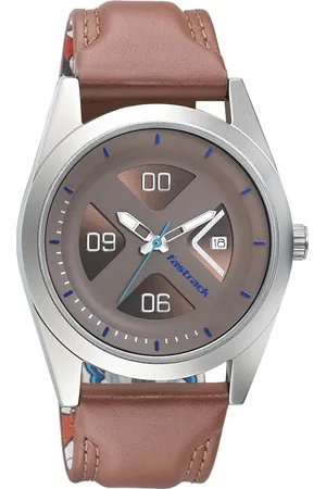 Fastrack Go Skate Quartz Analog with Date Brown Dial Leather Strap Watch for Guys
