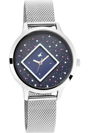 Fastrack Fit Outs Quartz Analog Blue Dial Metal Strap Watch for Girls