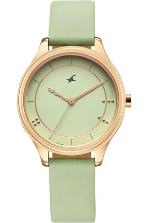 Fastrack Stunners Quartz Analog Green Dial Green Leather Strap Watch For Girls