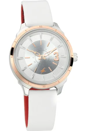 Fastrack All Nighters Quartz Analog White Dial Leather Strap Watch for Girls