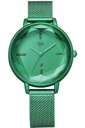 Fastrack Vyb Aurora Quartz Analog Green Dial Stainless Steel Strap Watch for Girls