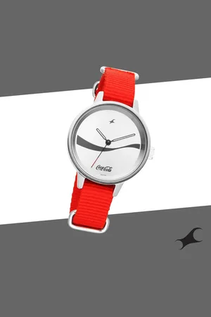Fastrack Coca Cola Edition By Quartz Analog Silver Dial Nylon Strap Watch for Girls