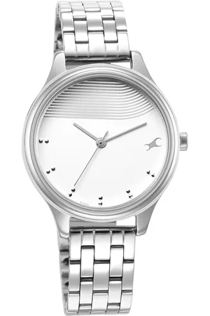 Fastrack Stunners Quartz Analog Silver Dial Metal Strap Watch for Girls