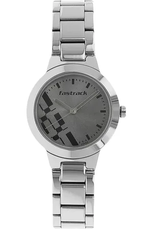 Fastrack Checkmate Quartz Analog Grey Dial Stainless Steel Strap Watch for Girls