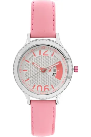 Fastrack Loopholes Quartz Analog with Date White Dial Leather Strap Watch for Girls