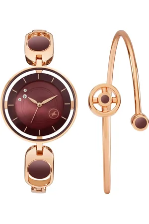 Fastrack Pulse Quartz Analog Brown Dial Metal Strap Watch For Girls