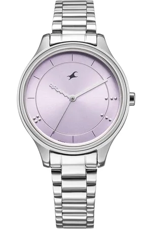 Fastrack Stunners Quartz Analog Pink Dial Silver Metal Strap Watch For Girls