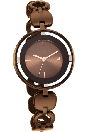 Fastrack Glitch Quartz Analog Brown Dial Metal Strap Watch for Girls