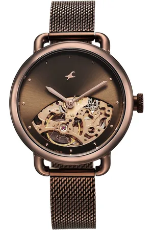 Fastrack Automatics Brown Dial Stainless Steel Strap Watch for Girls