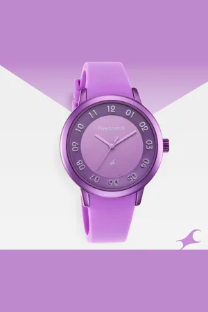 Fastrack Pop Colours Purple Dial Silicone Strap Watch for Girls