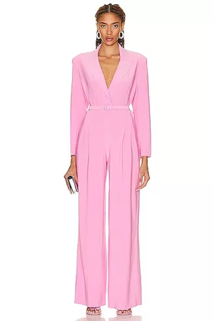 Norma Kamali Single Breasted Straight Leg Jumpsuit in Pink