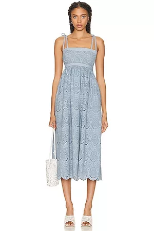 Self-Portrait Grey Marl Jersey Midi Dress