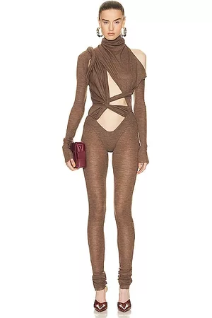 LAQUAN SMITH Women Jumpsuits - Hand Draped Geometric Jumpsuit in Brown