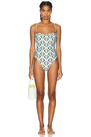 Agua by Agua Bendita Limón Embroidered One-piece Swimsuit in Blue