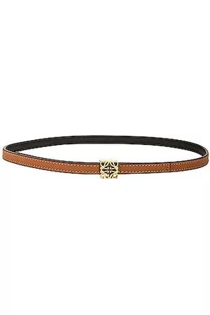 Loewe Women Belts - Anagram 1cm Reversible Cube Belt In Tan, Black, & Gold in Tan