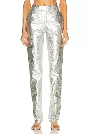 Shimmering trousers  Light beigeSilvercoloured  Ladies  HM IN