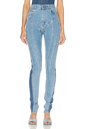 Mugler Denim Low Waist baggy Spiral Jeans in Pink