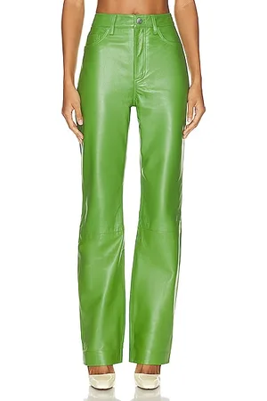 ASOS DESIGN faux leather trouser in dark green | ASOS