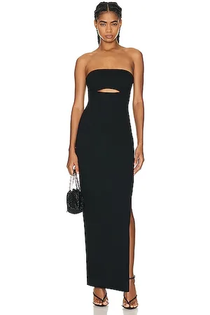 Gold Pleated Tube Gown With Bow Design by Zwaan at Pernia's Pop Up Shop 2023