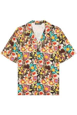 Gucci Camp-collar Printed Voile Shirt in Pink for Men