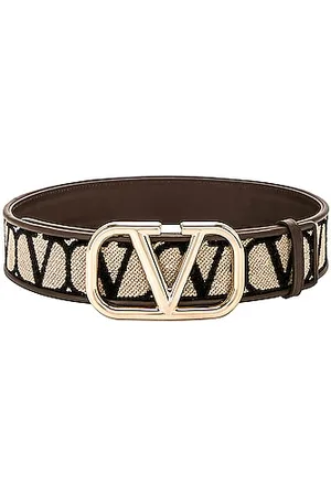 Valentino Garavani Toile Iconographe Leather Belt - Neutrals