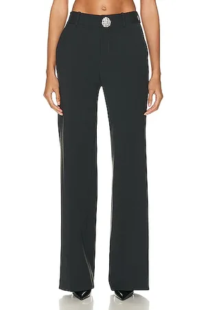 Area Crystal Slit Trousers in Black