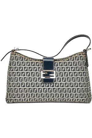 Fendi Flocked Black White Shoulder Bag