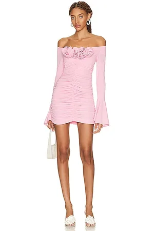 Pink Off-Shoulder Smocked Dress