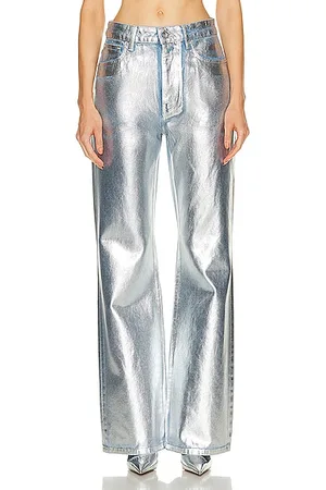 Gold & Silver Metallic Colour Block Wide Leg Pants Flowy Flare Loose  Trousers