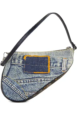 Saddle Bag with Strap Denim Blue Multicolor Denim with Butterfly Bandana  Motif Beadwork | DIOR