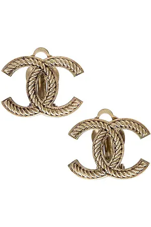 Authentic CHANEL CC gold earrings with dangling crystals | eBay