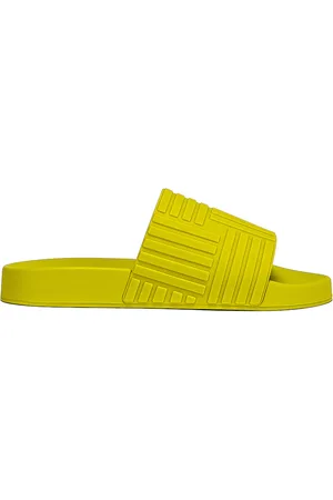 Bottega Veneta Slider Intreccio Slide Sandals in Yellow