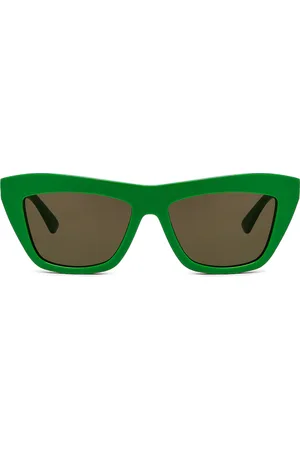 Bottega Veneta Classic Ribbon Cat Eye Sunglasses in Green