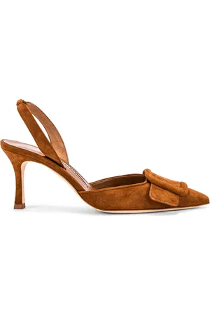 Manolo Blahnik May 70 Suede Slingback in Pink