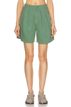 Mother The Pleated Chute Prep Short in Green