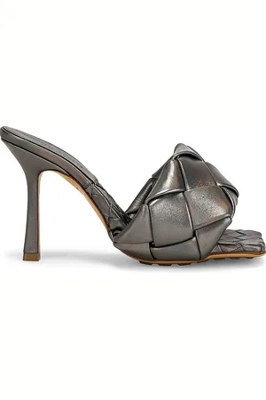 Bottega Veneta Lido Mule Sandals in Metallic Silver