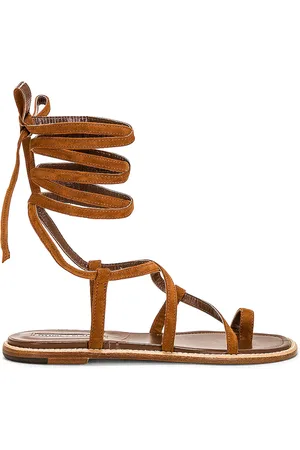 Manolo Blahnik Primathi Suede Sandal in Brown