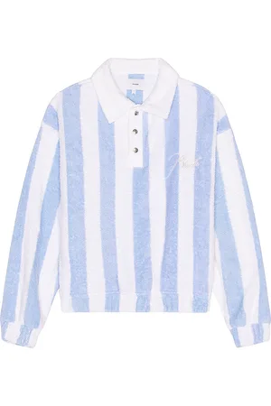 Rhude Striped Loop Terry Polo in Blue