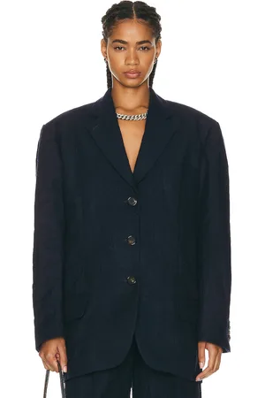 Acne Studios Metallic Bonded Flannel Blazer in Navy