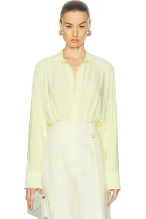Norma Kamali Super Oversized Boyfriend Nk Shirt Bodysuit in Yellow