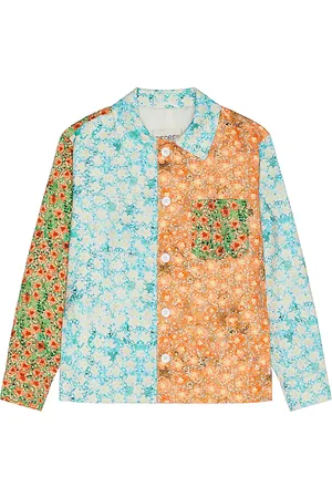 SIEDRES Drew Patchwork Denim Jacket in Orange,Blue