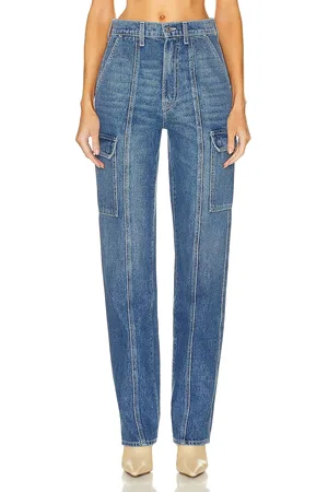 GRLFRND Harper High Rise Slim Cargo in Denim-Medium